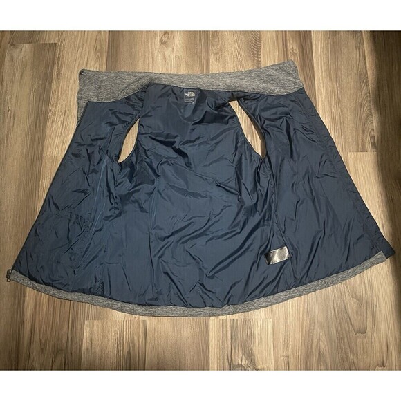 The North Face Sz S/P Heathered Gray Puffer Vest Womens Quilted Full Zip Logo - Picture 6 of 8